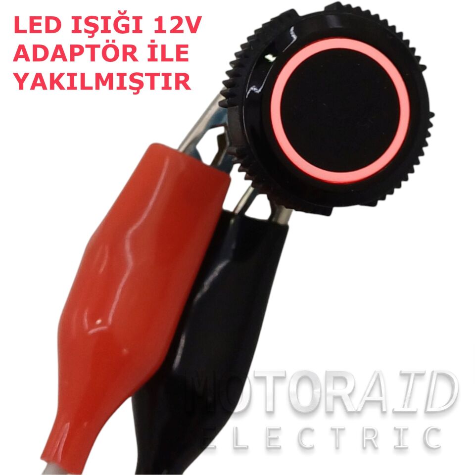 Kalıcılı 19mm 24V 12V Uyumlu Kırmızı Halka Işıklı 1-0 Elektrik Anahtarı 5 Pin