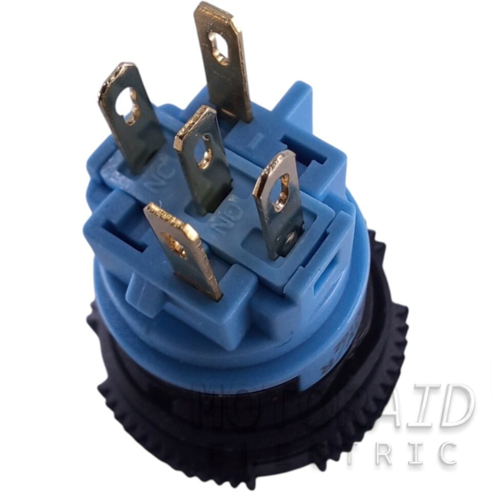 Kalıcılı 19mm 24V 12V Uyumlu Kırmızı Halka Işıklı 1-0 Elektrik Anahtarı 5 Pin