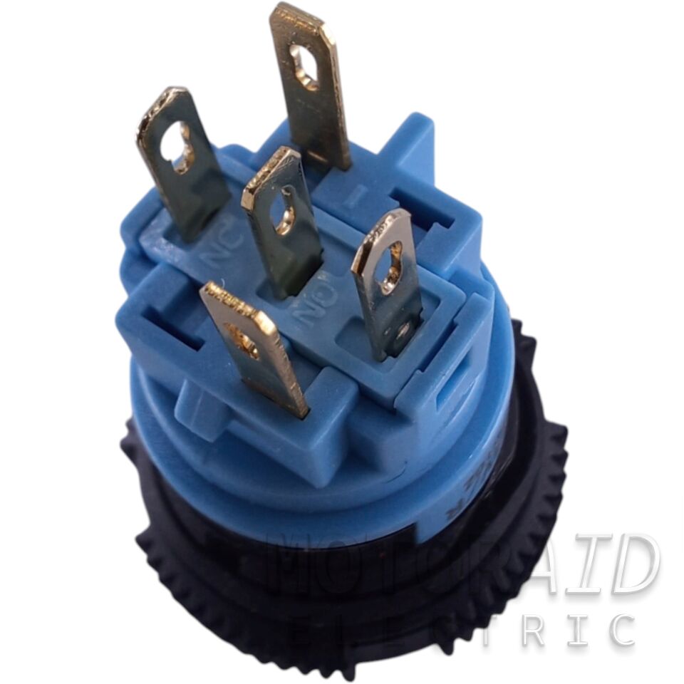 Kalıcılı 19mm 24V 12V Uyumlu Kırmızı Halka Işıklı 1-0 Elektrik Anahtarı 5 Pin
