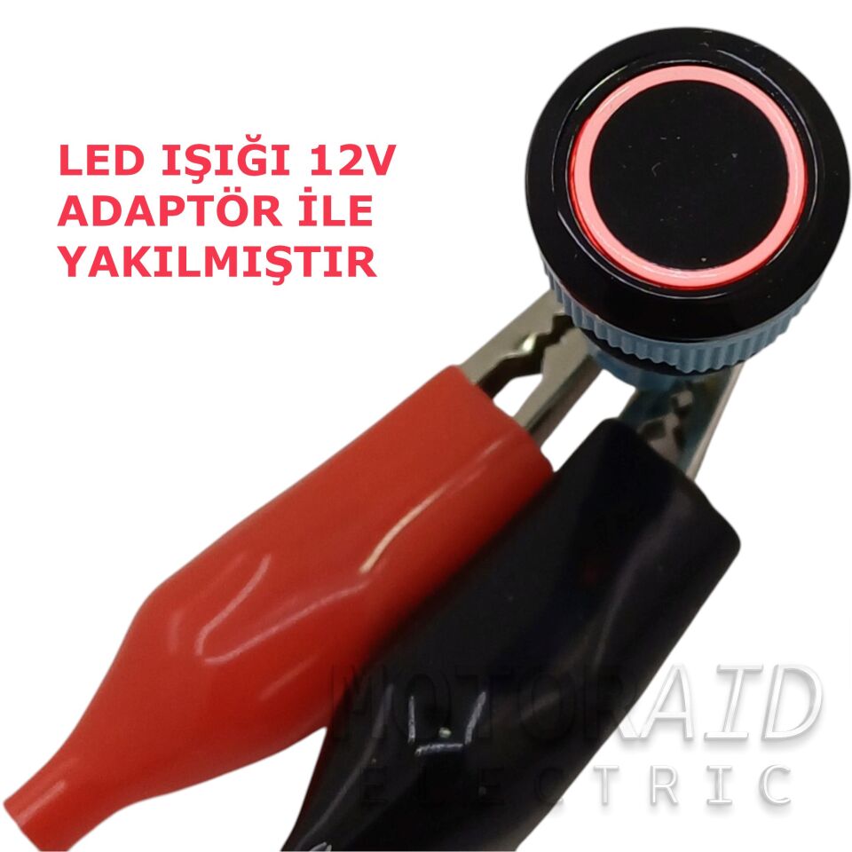 Kalıcılı 16mm 24V 12V Uyumlu Kırmızı Halka Işıklı 1-0 Elektrik Anahtarı 5 Pin