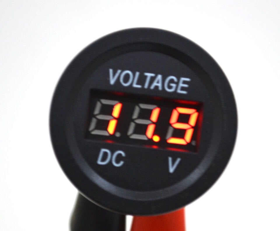 12V 24V DC Voltmetre Yuvarlak Düz Kırmızı Rakam MT-GP01K