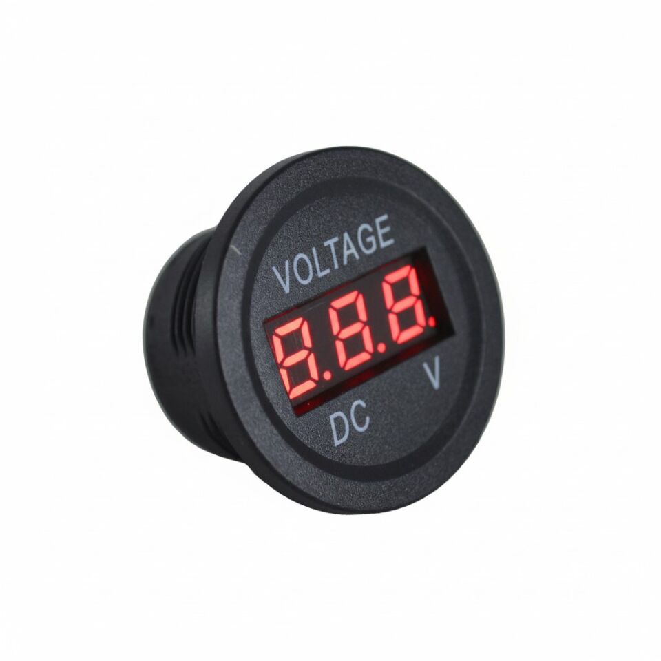 12V 24V DC Voltmetre Yuvarlak Düz Kırmızı Rakam MT-GP01K