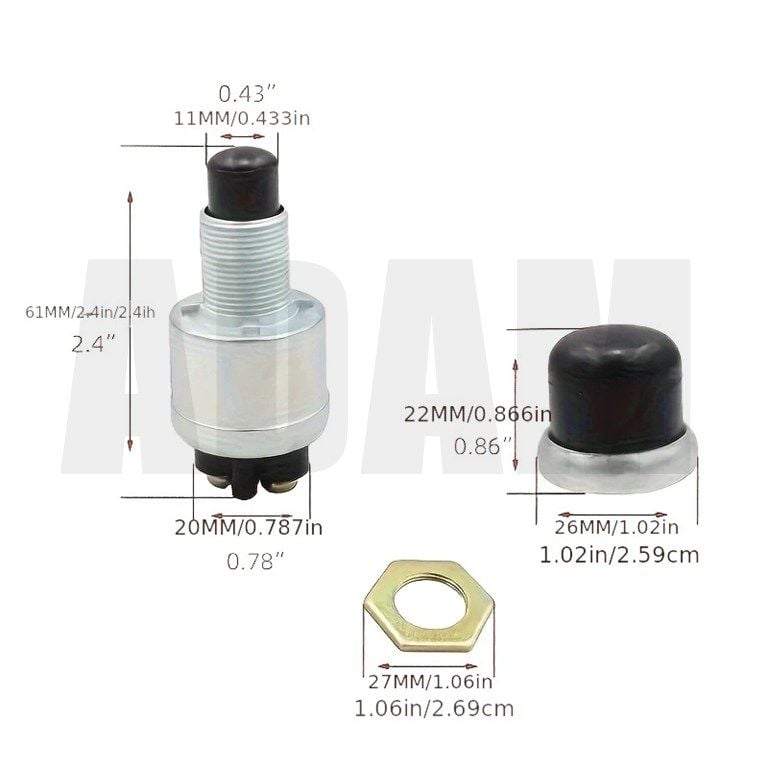 Marş Start Butonu Sıvı Muhafazalı 12V 30A - 24V 15A MT-ANY27