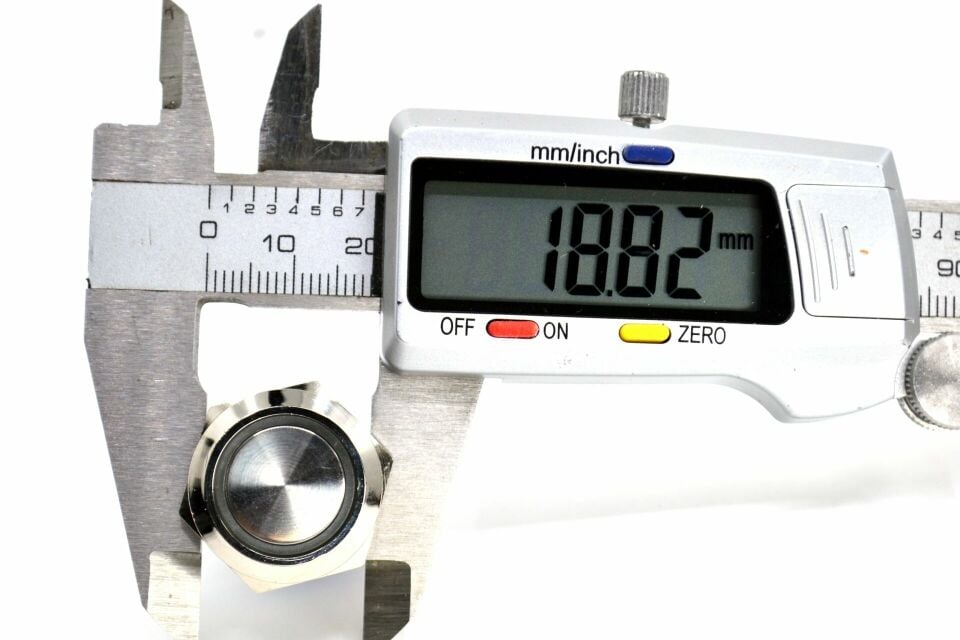 19mm Yaylı Metal Buton Mavi Işıklı 1NO/1NC Anahtar 12V 24V MT-ANY23