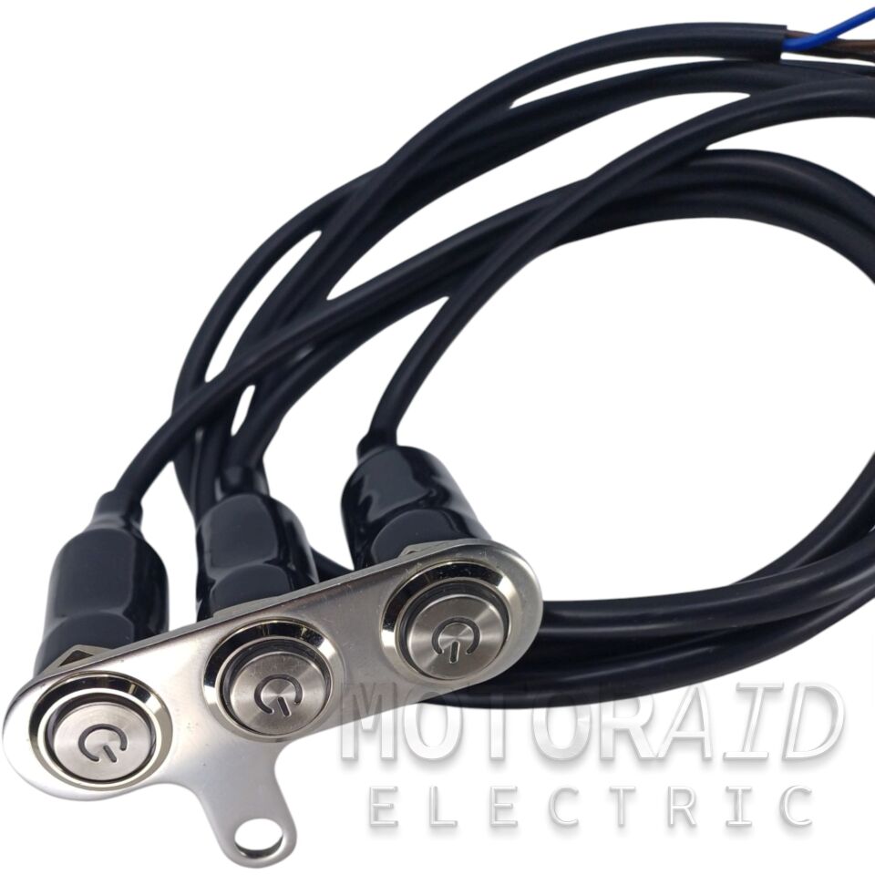 Motosiklet 3lü Gidon Anahtarı - Kırmızı/Yeşil/Turuncu LED Işıklı Sis Farı Switch Paneli Kablolu