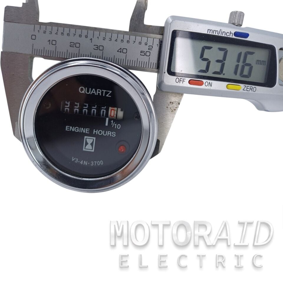 12V-24V Mekanik Motor Çalışma Saati Göstergesi 52mm - Jeneratör, Tekne ve İş Makinesi Uyumlu