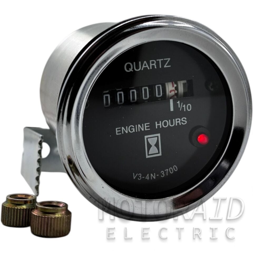 12V-24V Mekanik Motor Çalışma Saati Göstergesi 52mm - Jeneratör, Tekne ve İş Makinesi Uyumlu