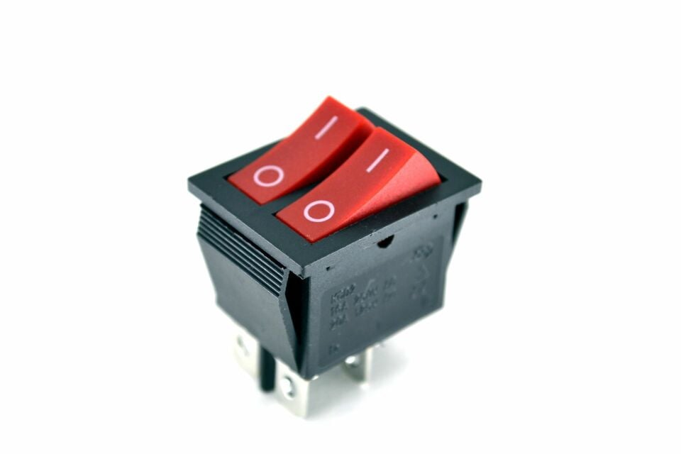 Çiftli Kırmızı Elektrik Düğmesi 1-0 Işıksız Anahtar 12V-220V MT-ANK07