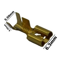 250 Adet Tırnaklı 6,3 Dişi Fiş Kalın Kablo Ucu 6mm'e Kadar Prinç Terminal