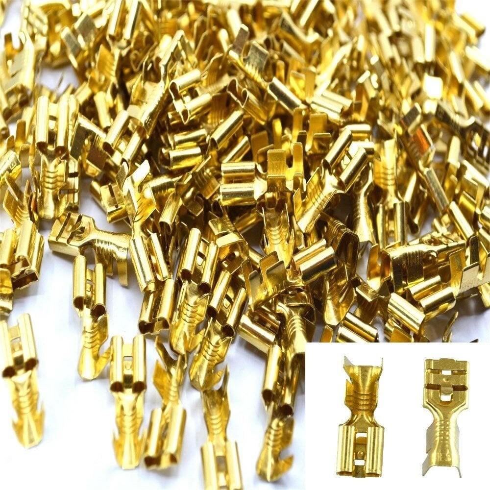 250 Adet Tırnaklı 6,3 Dişi Fiş Kalın Kablo Ucu 6mm'e Kadar Pirinç Terminal