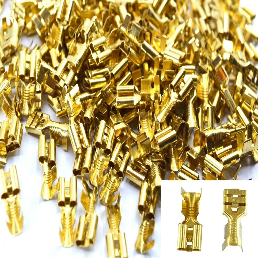 250 Adet Tırnaklı 6,3 Dişi Fiş Kalın Kablo Ucu 6mm'e Kadar Prinç Terminal