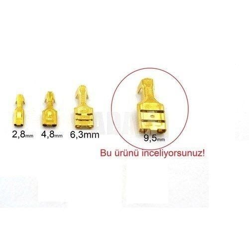 100 Adet 9,5 Tırnaklı Erkek Pirinç Terminal Fiş Kablo Ucu