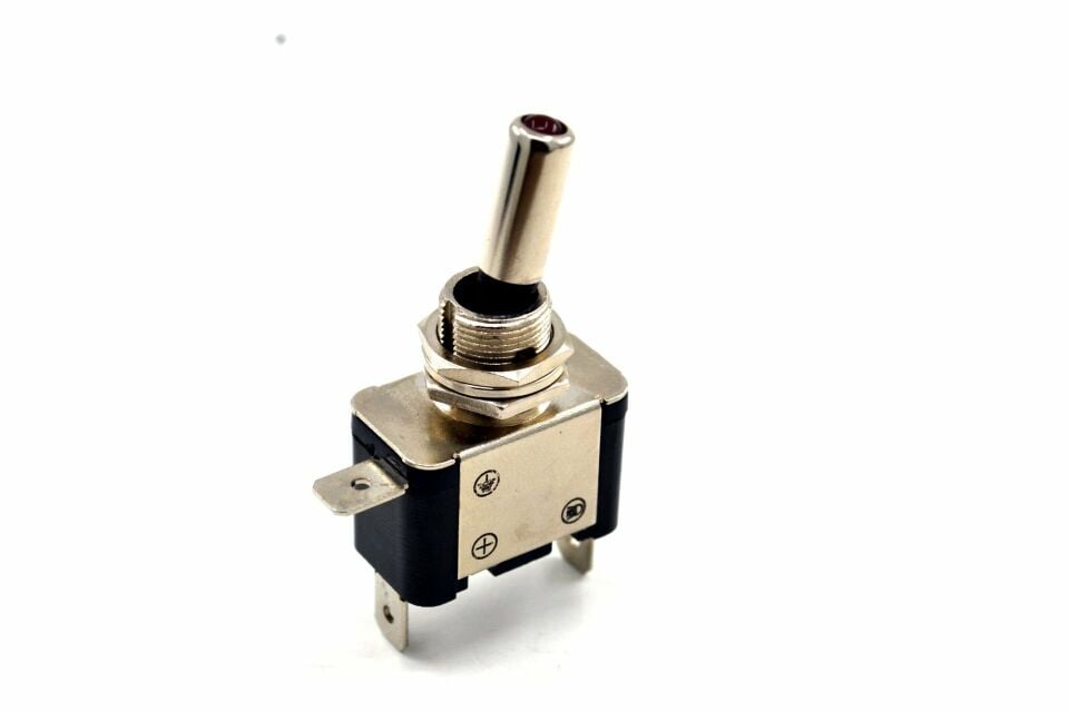 Toggle Switch 1-0 Kırmızı Ledli Metal Anahtar 3 Pin 12V MT-ANS03