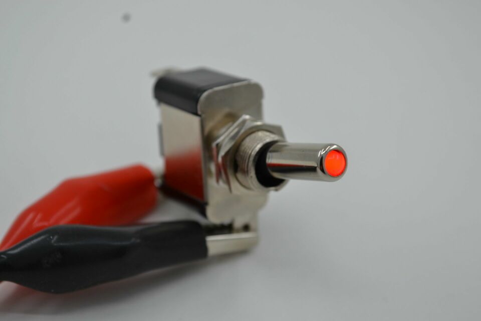 Toggle Switch 1-0 Kırmızı Ledli Metal Anahtar 3 Pin 12V MT-ANS03
