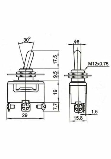 Toggle Switch 1-2 Metal Anahtar 3 Pin 12V-220V