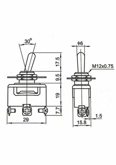 Toggle Switch 1-2 Metal Anahtar 3 Pin 12V-220V