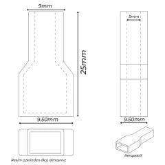 500 Adet R Tipi 6,3 Kablo Ucu Dişi Fiş Kılıfı Kilitli Tırnaklı Pa66