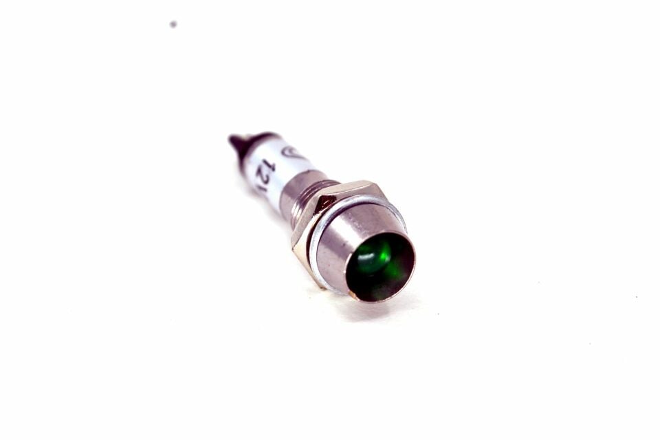 8mm 12V Mini Metal Göz Lamba Yeşil Led Sinyal Uyarı Işığı