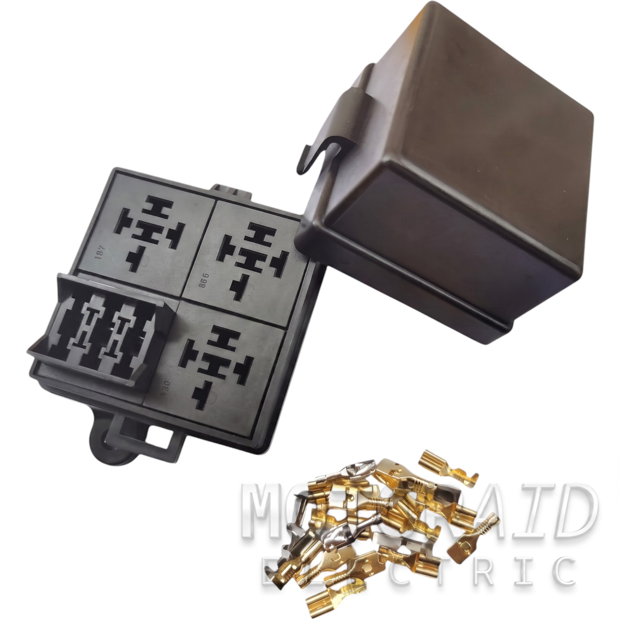 Röle ve Sigorta Kutusu Kapaklı - 3 Mini Röle, 2 Standart Bıçak Sigorta İçin (Terminalleriyle Birlikte)