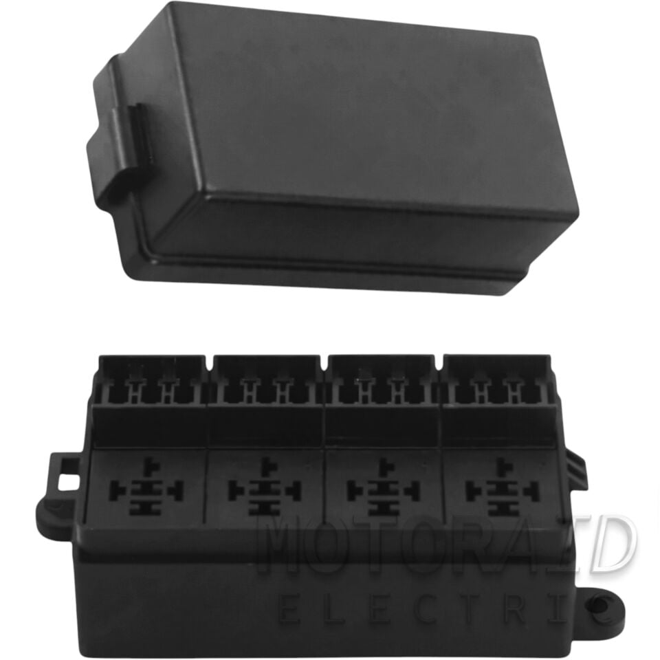 Röle ve Sigorta Kutusu Kapaklı - 4 Mini Röle, 8 Standart Bıçak Sigorta İçin (Terminalleriyle Birlikte)