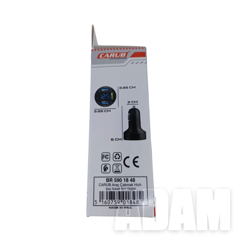 Voltmetreli Çakmak Şarj Cihazı 12V 24V DC USB QC3.0 Type-C PD (QC 3.0)