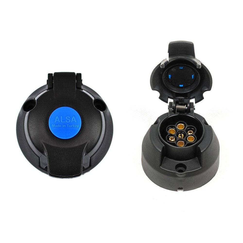 Plastik Kapaklı 7 Li Dişi Römork Fişi Prinç Terminalli