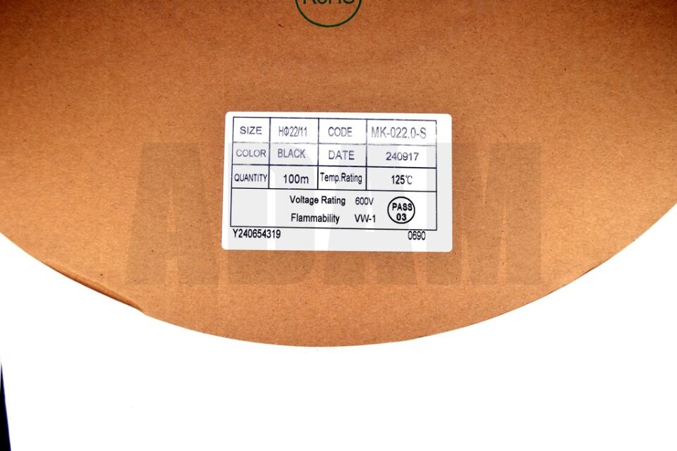 100 Metre 22mm Siyah Isı İle Daralan Makaron Isıyla MT-M22S