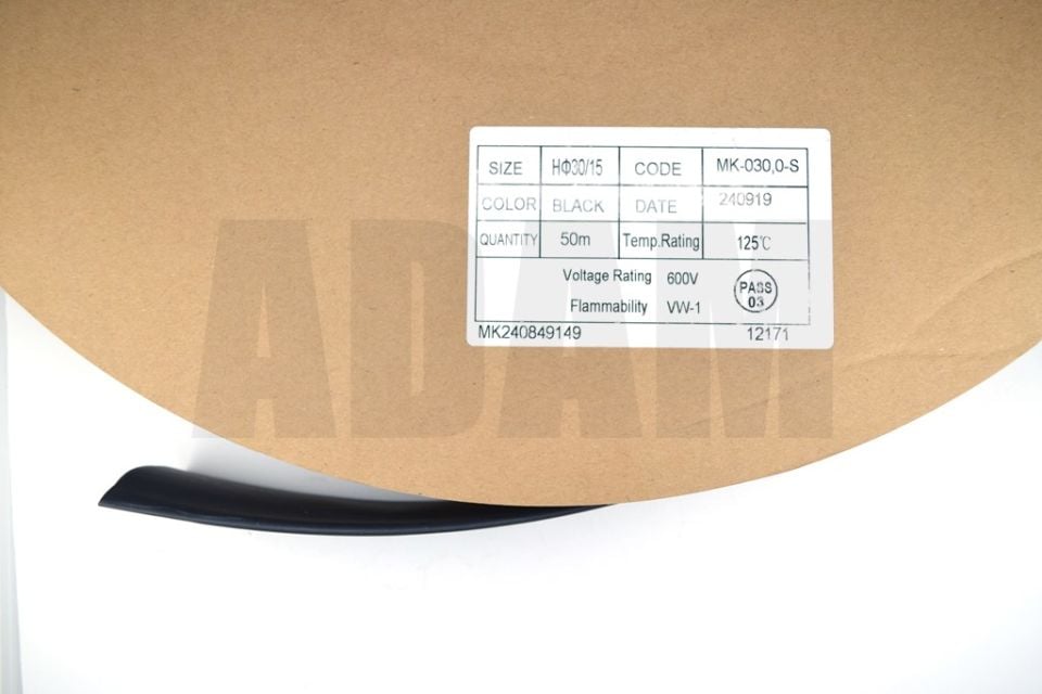 50 Metre 30mm Siyah Isı İle Daralan Makaron Isıyla MT-M30S