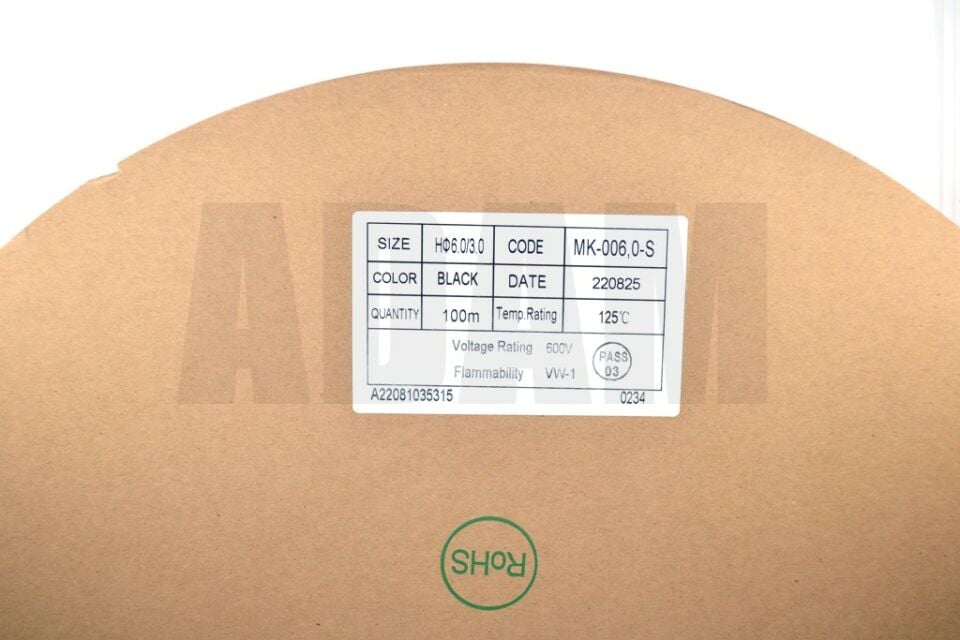 100 Metre 6mm Siyah Isı İle Daralan Makaron Isıyla MT-M6S