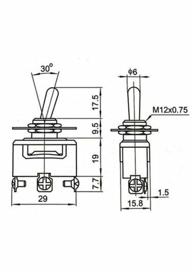 Toggle Switch 1-0-Yaylı Metal Anahtar 3 Pin 12V-220V