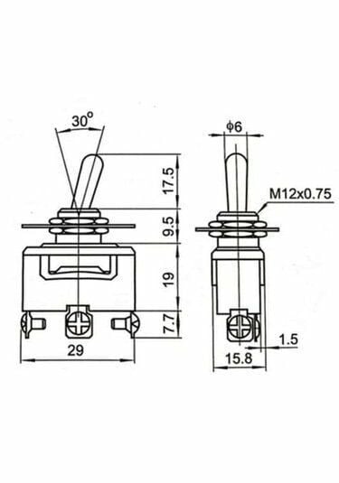 Toggle Switch 1-0-Yaylı Metal Anahtar 3 Pin 12V-220V