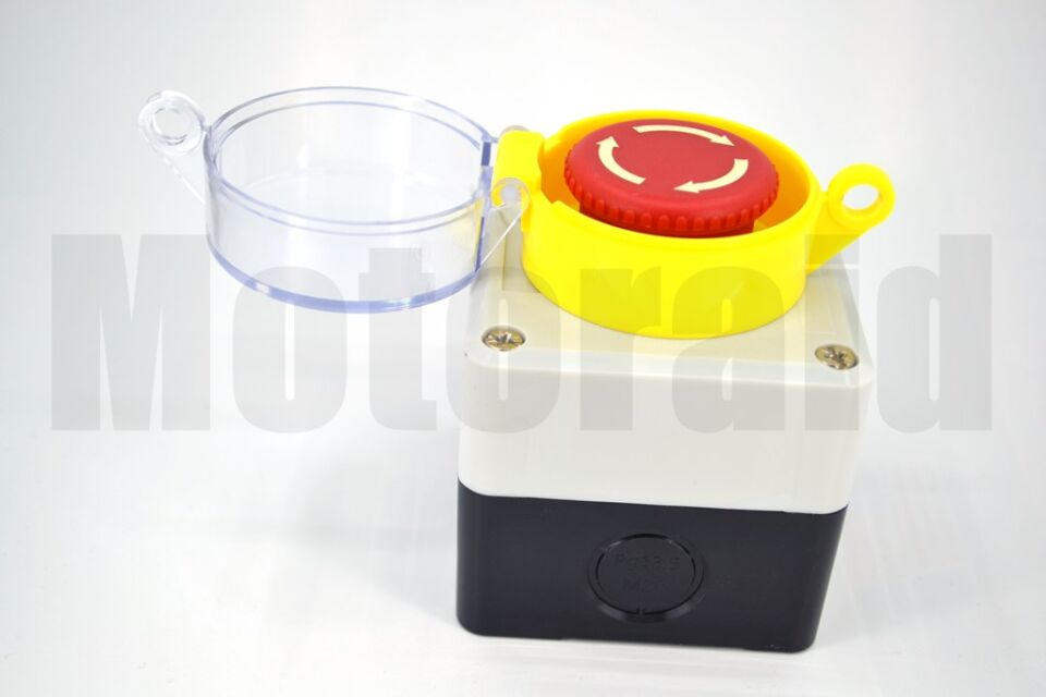 Kutulu kapaklı Acil Stop Bas Çevir Kırmızı Anahtar Buton 2NC