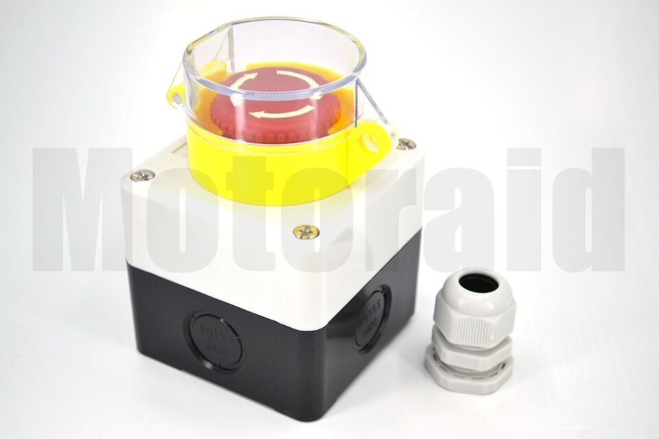 Kutulu kapaklı Acil Stop Bas Çevir Kırmızı Anahtar Buton 2NC