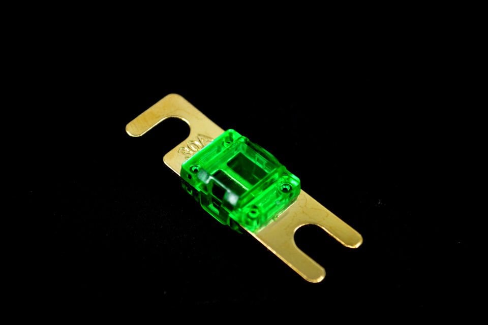 30A Midival Sigorta Şeffaf Gövde Gold Kaplama Yeşil