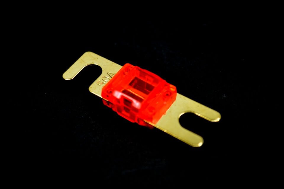 50A Midival Sigorta Şeffaf Gövde Gold Kaplama Kırmızı