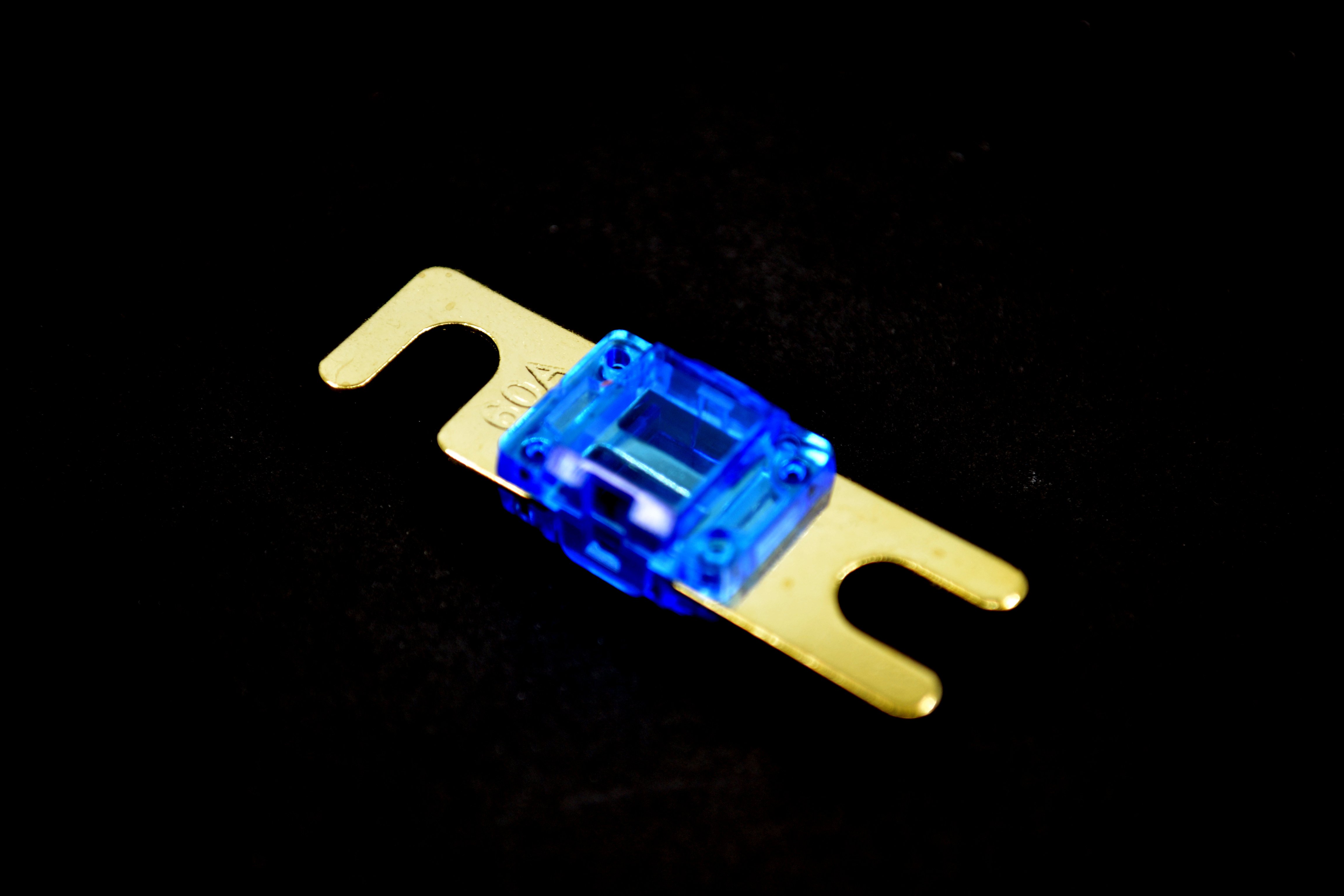 60A Midival Sigorta Şeffaf Gövde Gold Kaplama Mavi