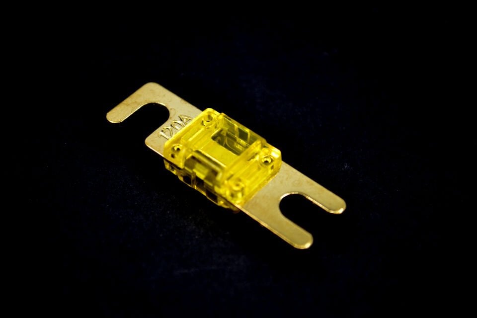 120A Midival Sigorta Şeffaf Gövde Gold Kaplama Sarı