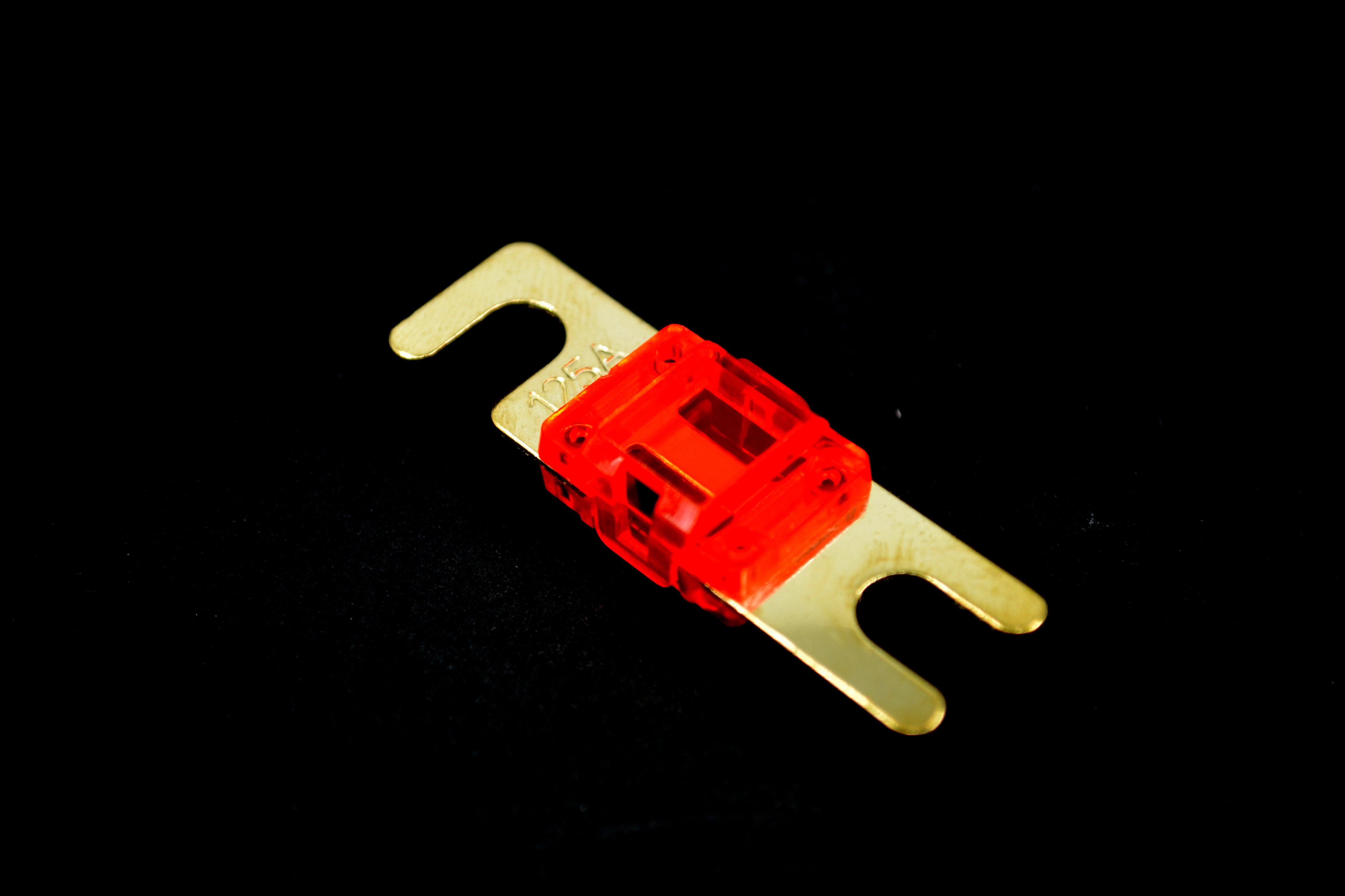 125A Midival Sigorta Şeffaf Gövde Gold Kaplama Kırmızı