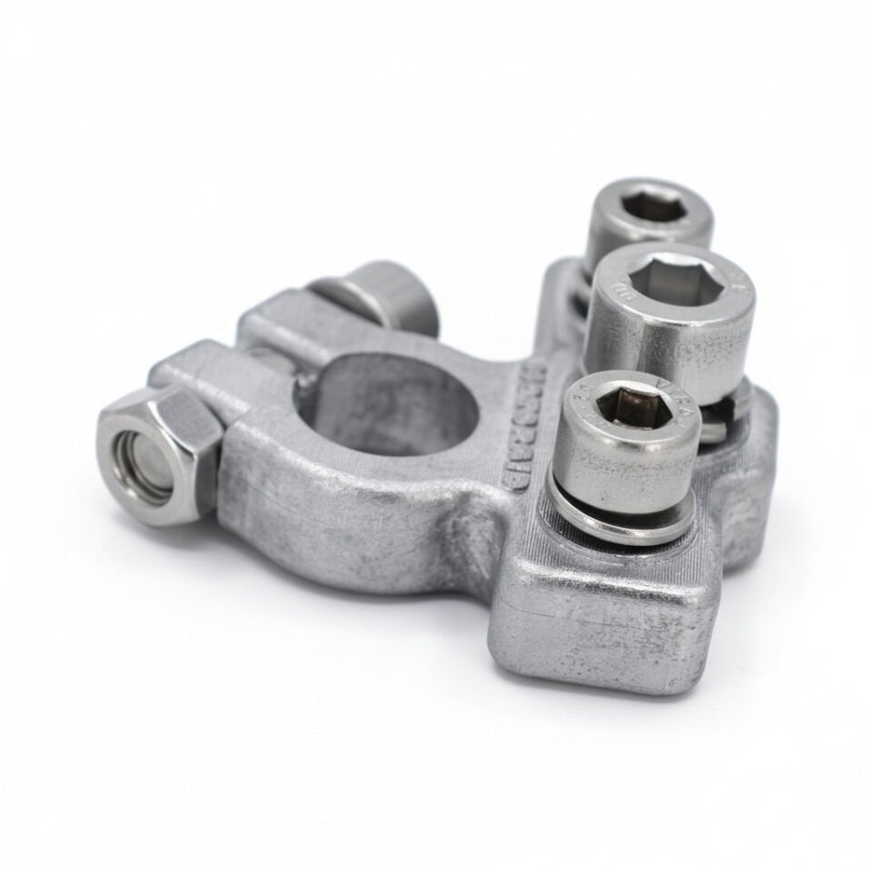 Üç Yollu Marine (+) Artı Akü Kutup Başı Terminali Kurşun Gövde - Paslanmaz İmbus Cıvatalı