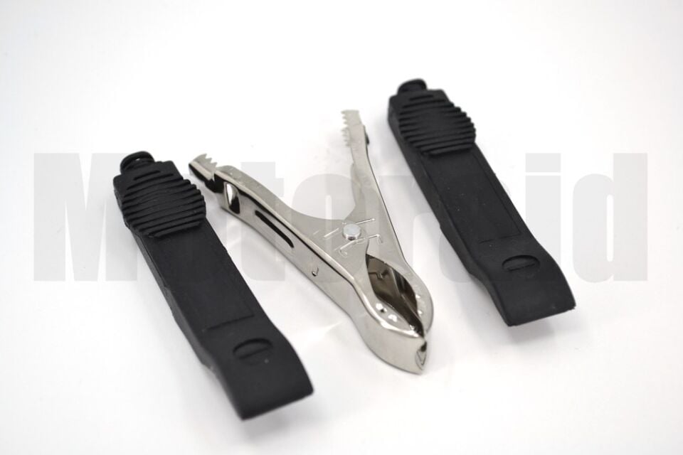 Mini Tam İzole Krokodil Pense Takviye Maşa (-) Siyah Max 6mm² Kablo