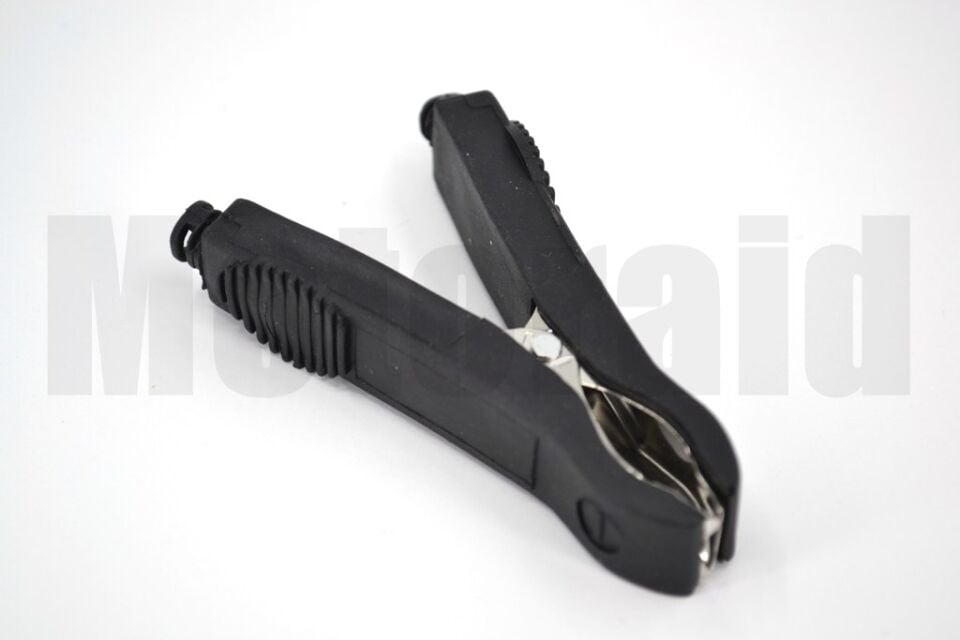 Mini Tam İzole Krokodil Pense Takviye Maşa (-) Siyah Max 6mm² Kablo
