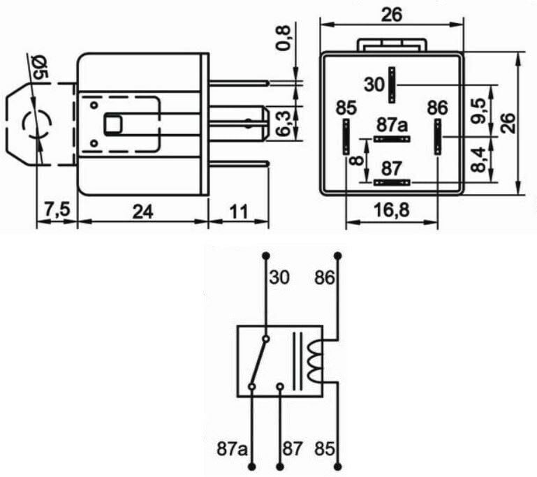 12V 40A/30A Çift Platinli Mini Röle 5 Fişli 87A Change Over 710140302
