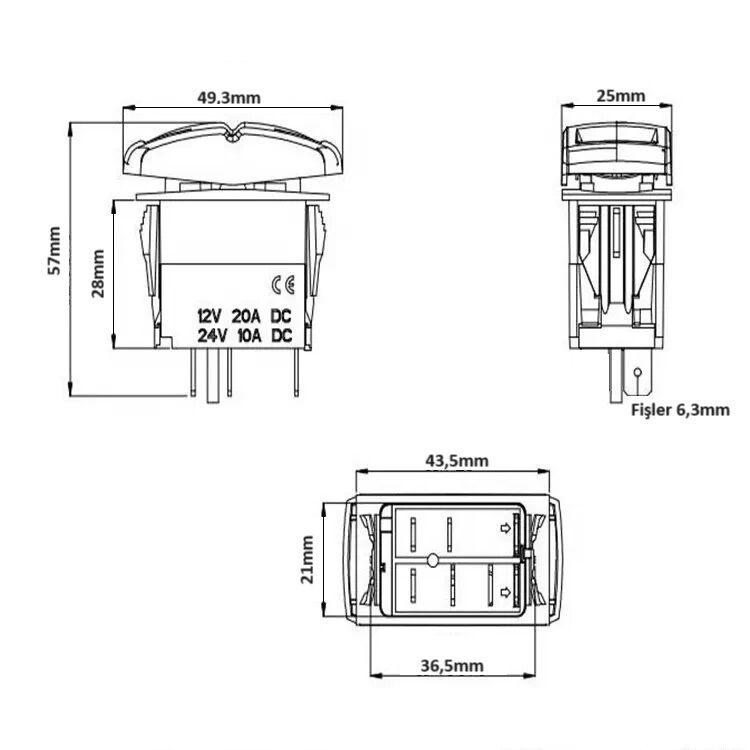 Fridge Buzdolabı Anahtarı Marine Tip Switch 1-0 MT-ACS14