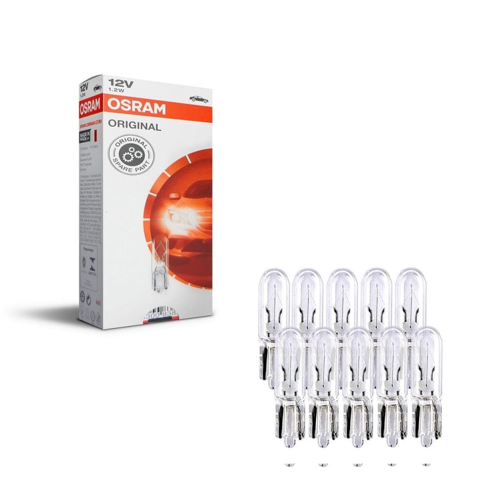 12V T5 1,2W Dipsiz Gösterge Kadran Ampulü 10 Adet Orjinal 2721 10X