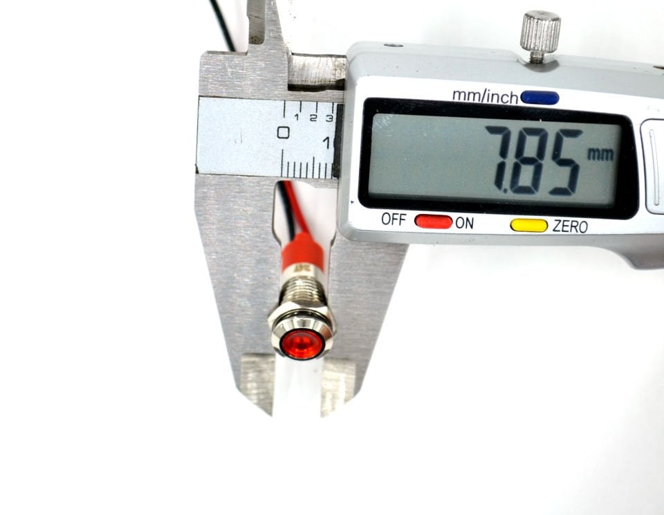 Kablolu 8mm Mini Metal Kırmızı Göz Lamba Led 12V 24V MT-G8KK