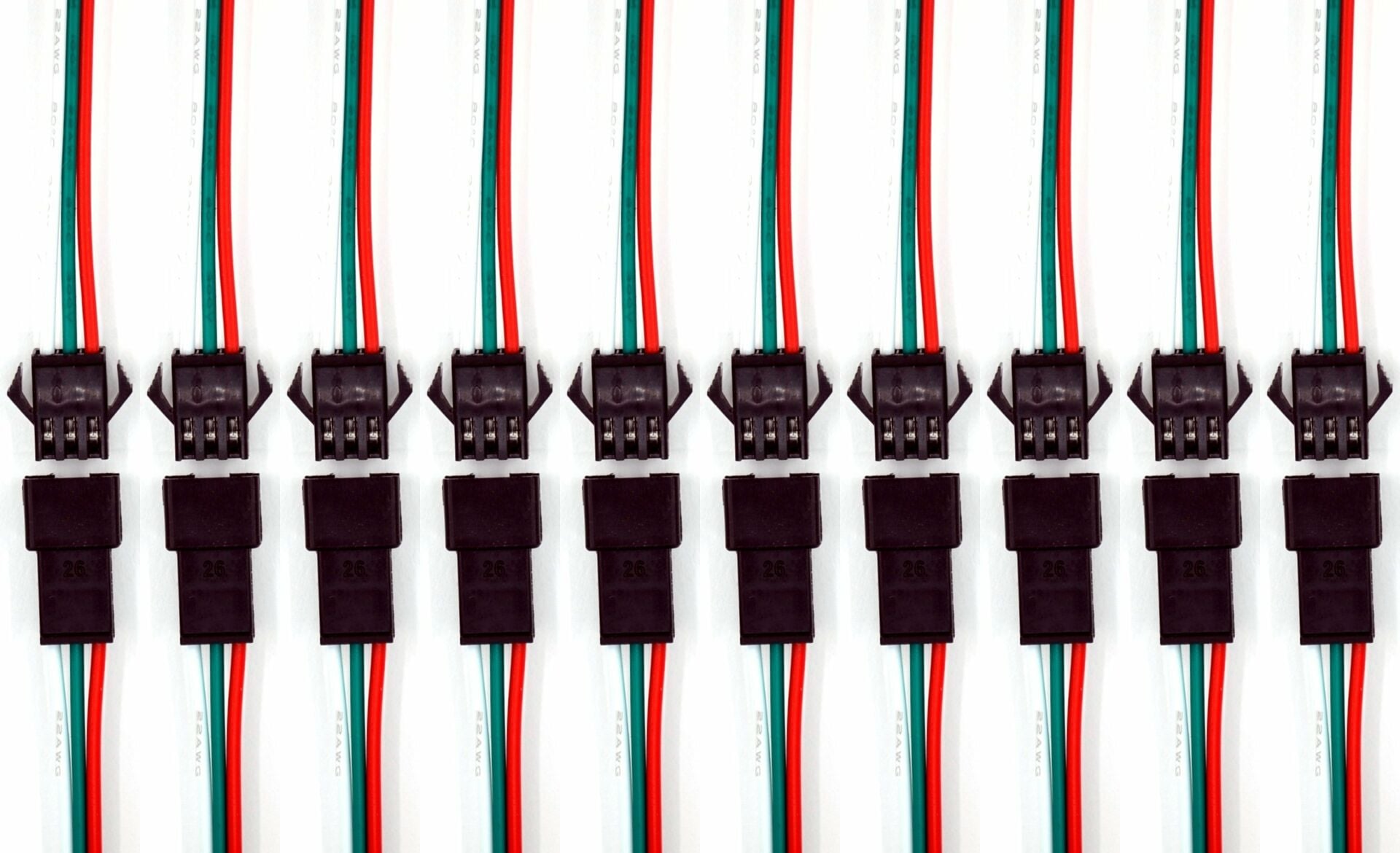 1 Takım 3 Pin Kablolu JST LED Konnektör Elektrik Soketi MT-ES03