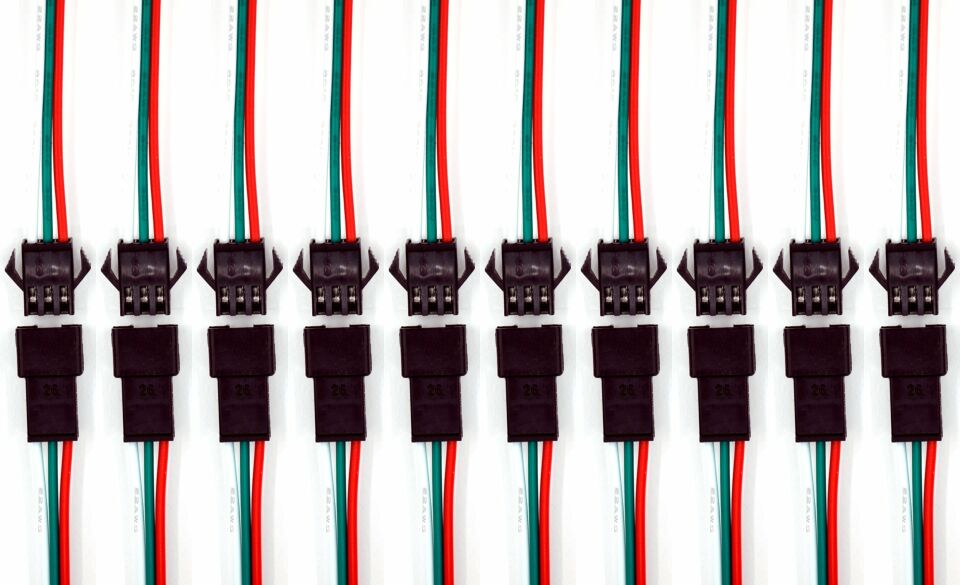 1 Takım 3 Pin Kablolu JST LED Konnektör Elektrik Soketi MT-ES03