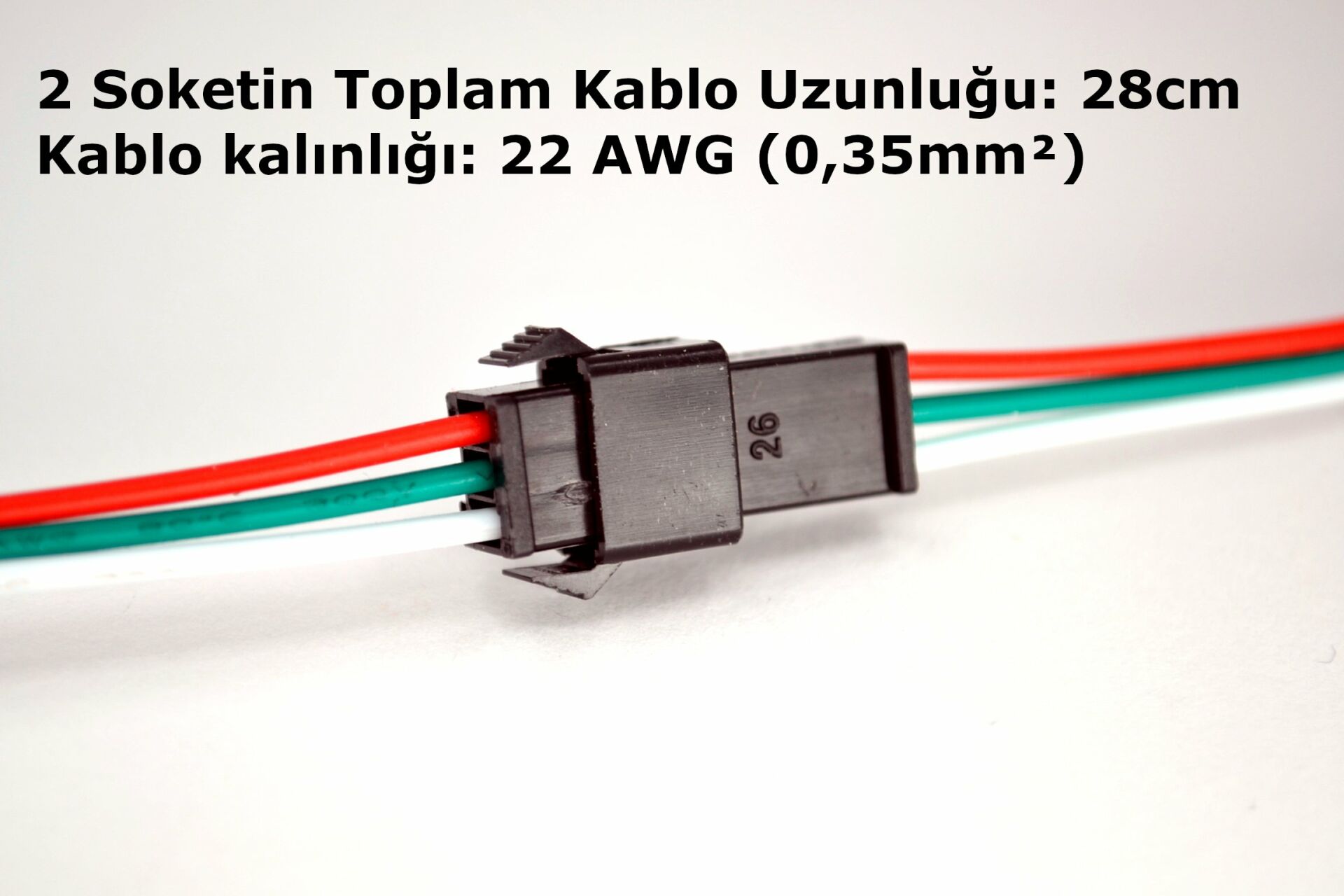 1 Takım 3 Pin Kablolu JST LED Konnektör Elektrik Soketi MT-ES03