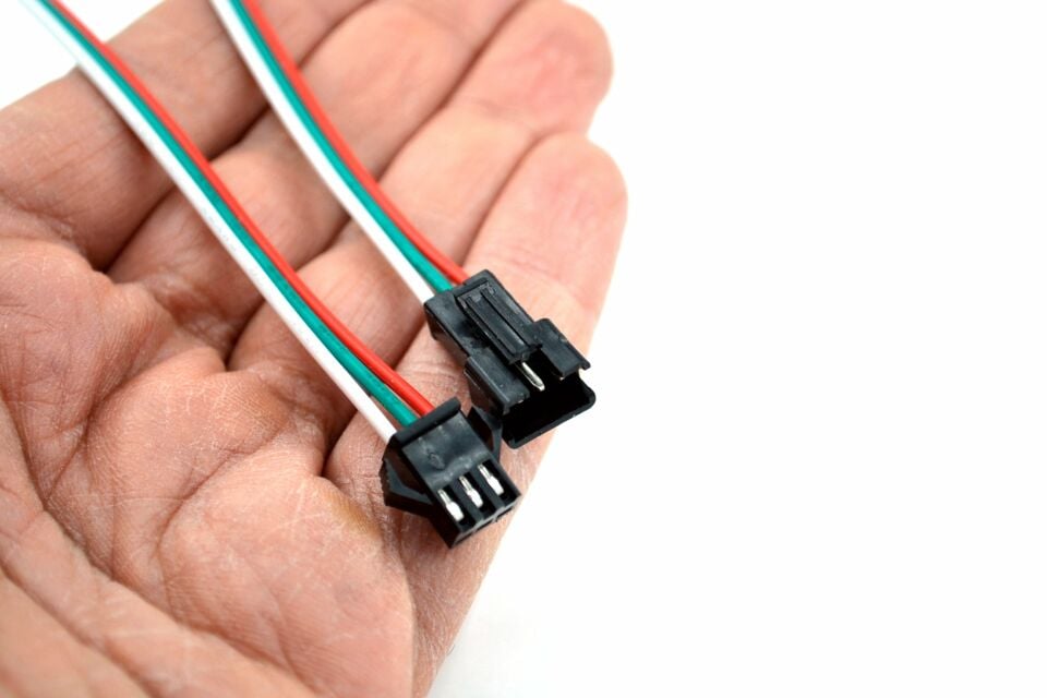 1 Takım 3 Pin Kablolu JST LED Konnektör Elektrik Soketi MT-ES03