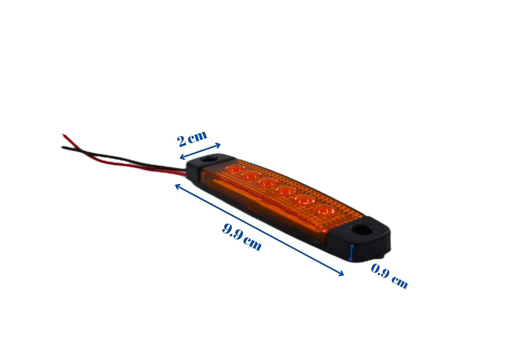 10 Adet Sarı Turuncu Parmak Lamba 6 Led Su Geçirmez 12V 24V